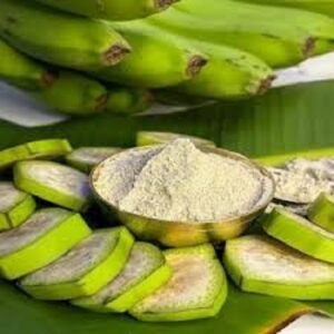 Home dehydrated green banana powder